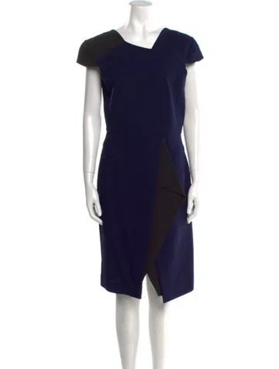 Pre-owned Roland Mouret Wool Knee-length Dress In Blue