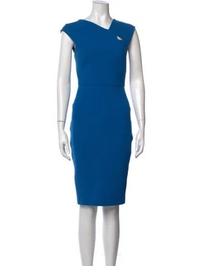 Pre-owned Roland Mouret Wool Knee-length Dress In Blue