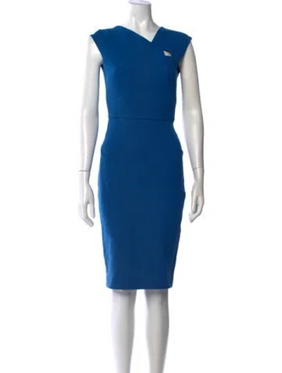 Pre-owned Roland Mouret Wool Knee-length Dress In Blue