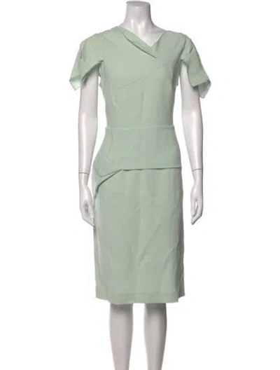 Pre-owned Roland Mouret Wool Knee-length Dress In Green