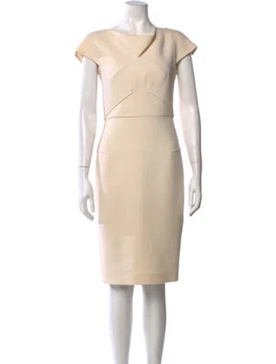 Pre-owned Roland Mouret Wool Knee-length Dress In Neutrals