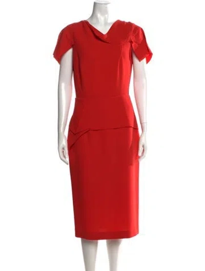 Pre-owned Roland Mouret Wool Knee-length Dress In Orange