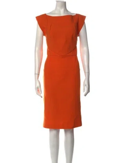 Pre-owned Roland Mouret Wool Knee-length Dress In Orange