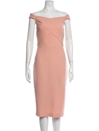 Pre-owned Roland Mouret Wool Knee-length Dress In Pink