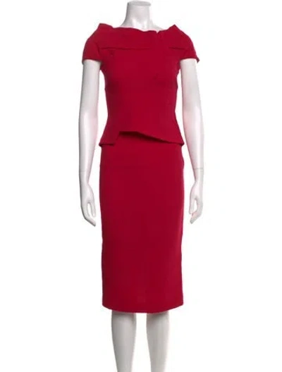 Pre-owned Roland Mouret Wool Knee-length Dress In Pink