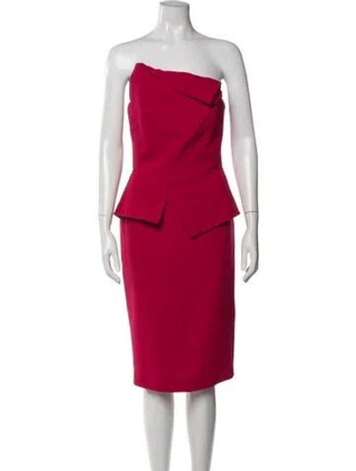 Pre-owned Roland Mouret Wool Knee-length Dress In Pink