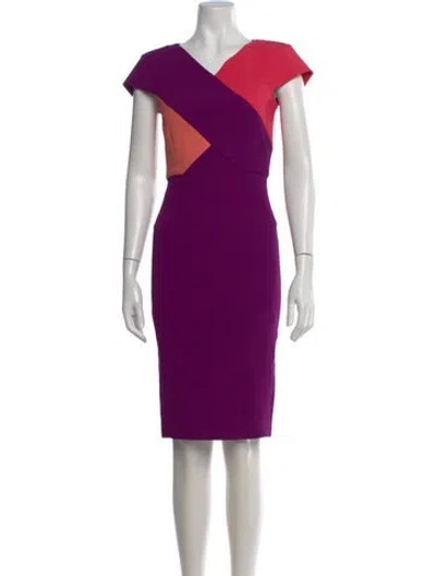 Pre-owned Roland Mouret Wool Knee-length Dress In Purple