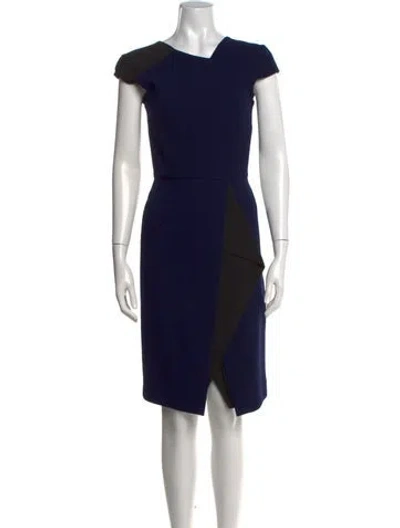 Pre-owned Roland Mouret Wool Knee-length Dress W/ Tags In Blue