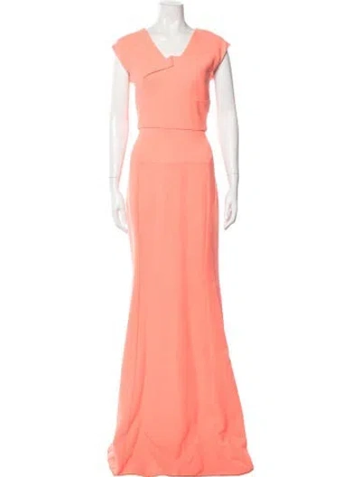 Pre-owned Roland Mouret Wool Long Dress In Orange
