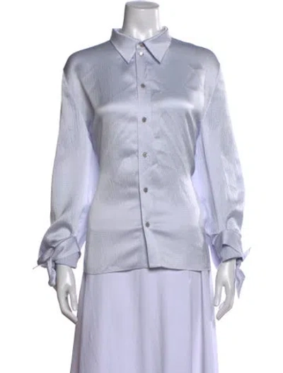 Pre-owned Roland Mouret Wool Long Sleeve Button-up Top In Blue
