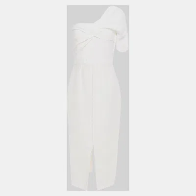Pre-owned Roland Mouret Wool Midi Dress Uk 8 In White