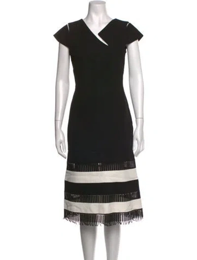 Pre-owned Roland Mouret Wool Midi Length Dress In Black