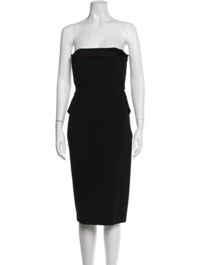 Pre-owned Roland Mouret Wool Midi Length Dress In Black