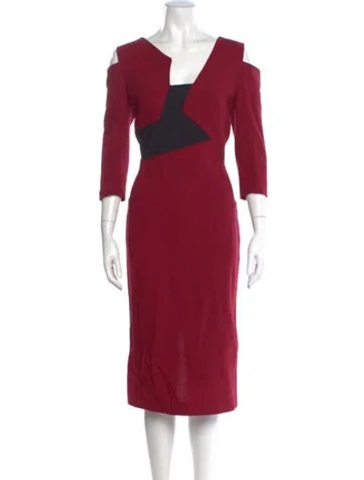 Pre-owned Roland Mouret Wool Midi Length Dress In Burgundy