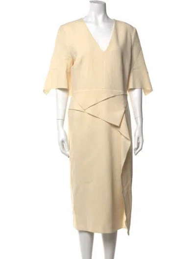 Pre-owned Roland Mouret Wool Midi Length Dress In Neutrals