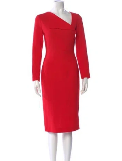 Pre-owned Roland Mouret Wool Midi Length Dress In Red