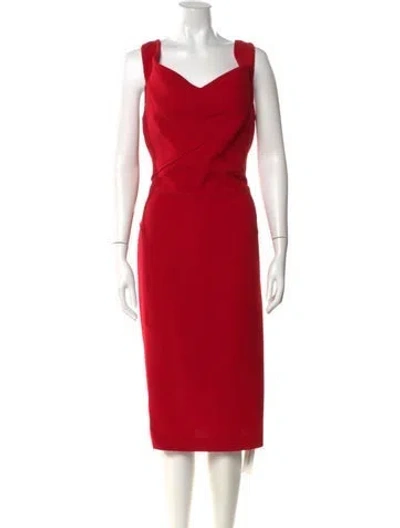 Pre-owned Roland Mouret Wool Midi Length Dress In Red