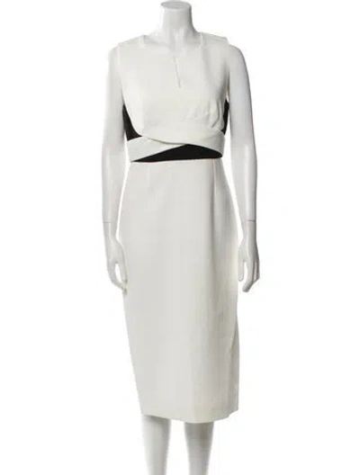 Pre-owned Roland Mouret Wool Midi Length Dress In White