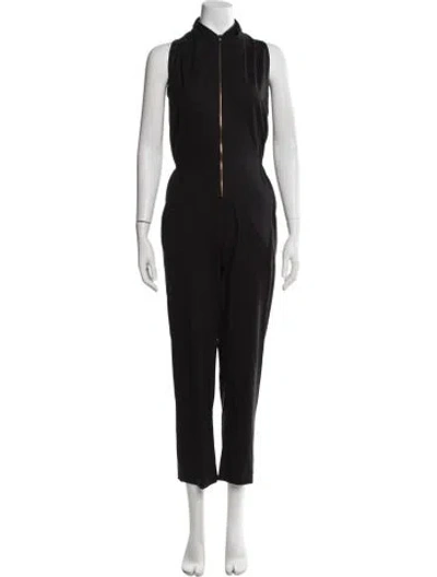 Pre-owned Roland Mouret Wool Mock Neck Jumpsuit In Black