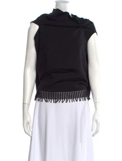 Pre-owned Roland Mouret Wool Mock Neck Top In Black