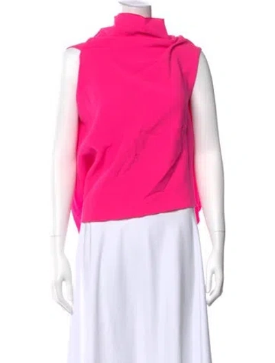 Pre-owned Roland Mouret Wool Mock Neck Top In Pink