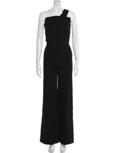 Pre-owned Roland Mouret Wool One-shoulder Jumpsuit In Black