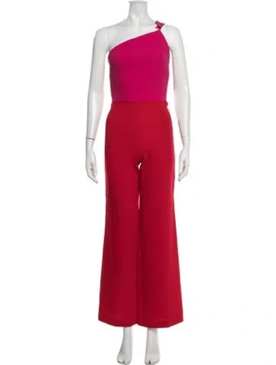 Pre-owned Roland Mouret Wool One-shoulder Jumpsuit In Red