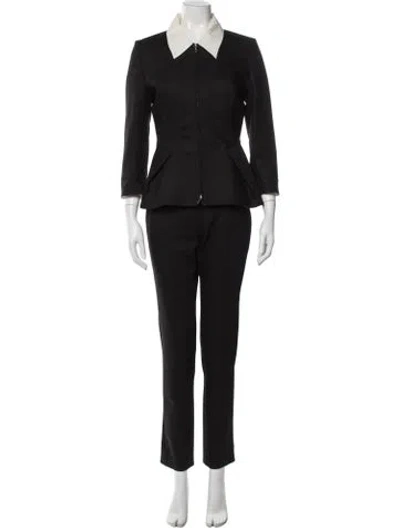 Pre-owned Roland Mouret Wool Pleated Accents Pant Set In Black