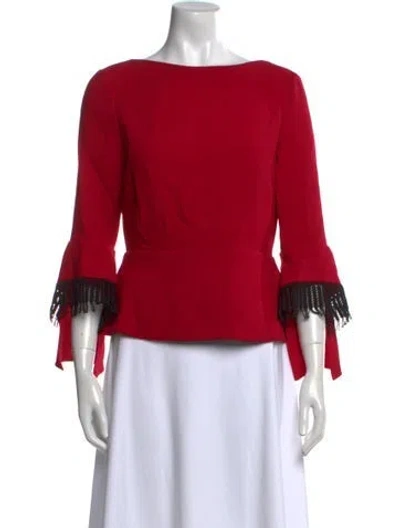 Pre-owned Roland Mouret Wool Scoop Neck Blouse In Red