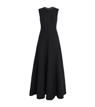 Roland Mouret Wool-silk Embellished Gown In Black