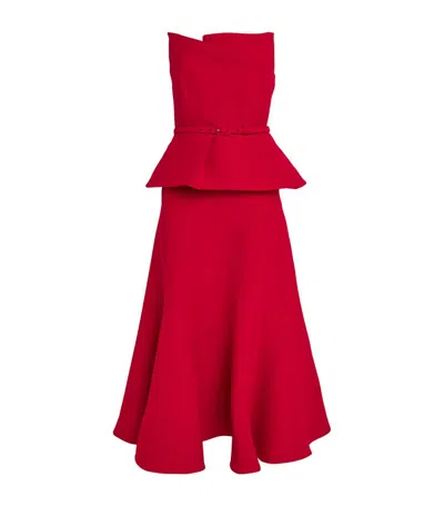 Roland Mouret Wool-silk Midi Dress In Red