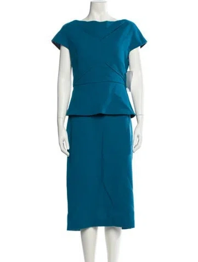 Pre-owned Roland Mouret Wool Skirt Set In Blue