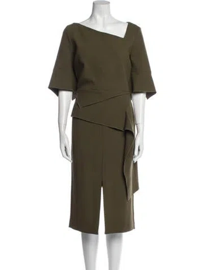 Pre-owned Roland Mouret Wool Skirt Set In Green