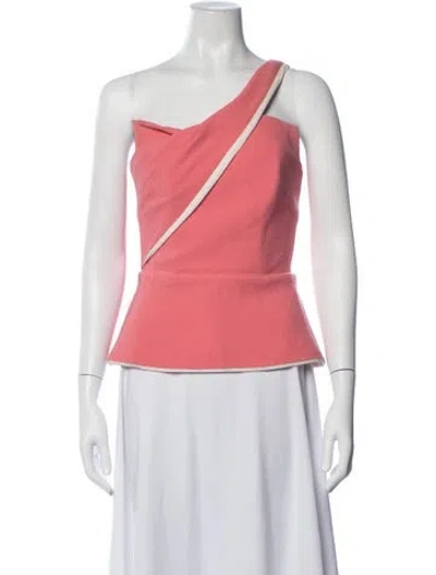 Pre-owned Roland Mouret Wool Square Neckline Bodysuit In Pink