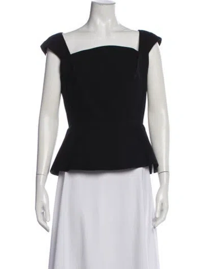 Pre-owned Roland Mouret Wool Square Neckline Top In Black