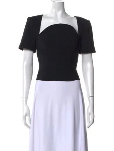 Pre-owned Roland Mouret Wool Square Neckline Top In Black