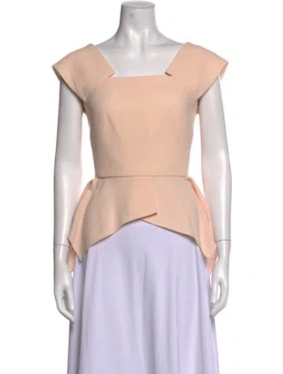 Pre-owned Roland Mouret Wool Square Neckline Top In Pink