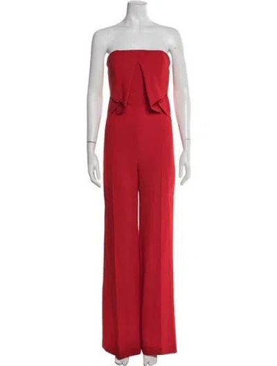 Pre-owned Roland Mouret Wool Strapless Jumpsuit In Red