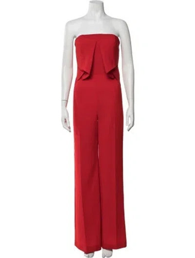 Pre-owned Roland Mouret Wool Strapless Jumpsuit In Red