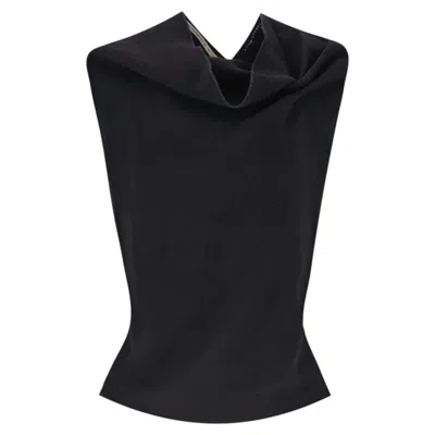Pre-owned Roland Mouret Wool Top With Tie-up Semi-open Back Detail In Black