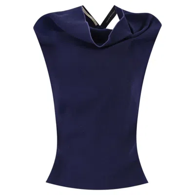 Pre-owned Roland Mouret Wool Top With Tie-up Semi-open Back Detail In Black