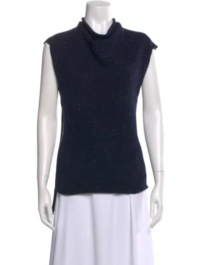 Pre-owned Roland Mouret Wool Tweed Pattern Top In Blue