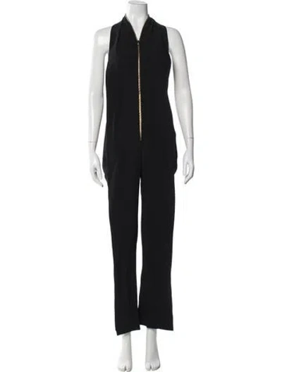 Pre-owned Roland Mouret Wool V-neck Jumpsuit In Black