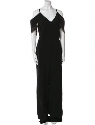 Pre-owned Roland Mouret Wool V-neck Jumpsuit In Black