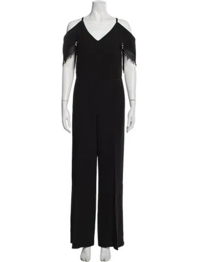 Pre-owned Roland Mouret Wool V-neck Jumpsuit In Black