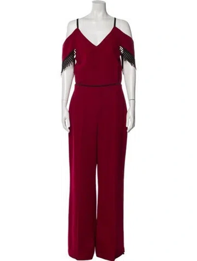 Pre-owned Roland Mouret Wool V-neck Jumpsuit In Red