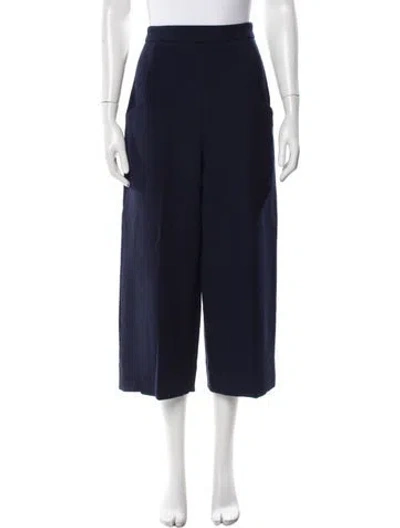 Pre-owned Roland Mouret Wool Wide Leg Pants In Blue
