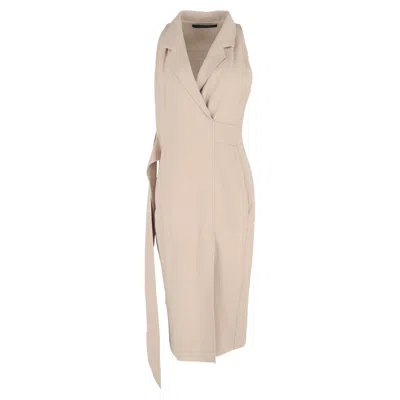 Roland Mouret Wrap-effect Midi Dress In Beige Viscose In Brown