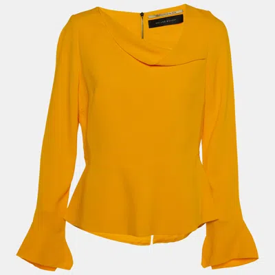 Pre-owned Roland Mouret Yellow Crepe Asymmetric Neck Top L