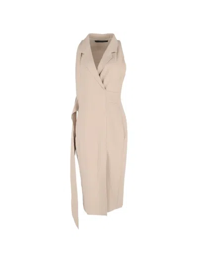 Pre-owned Roland Mouret Zip-fastening Midi Dress In Neutral